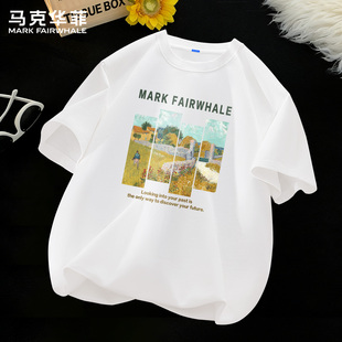 马克华菲男士短袖夏季2026新款纯棉T恤男ins风潮牌印花衣服男款X