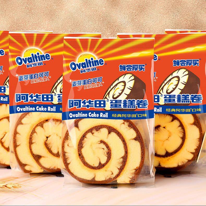 新品阿华田组合套餐5种夹心蛋糕卷早餐可可风味点心瑞士卷面包小