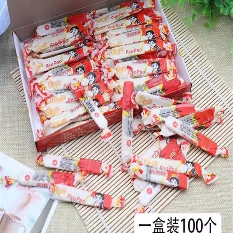 8090后怀旧零食糖小卖部老式长条泡泡糖300克100支70后儿时口香糖