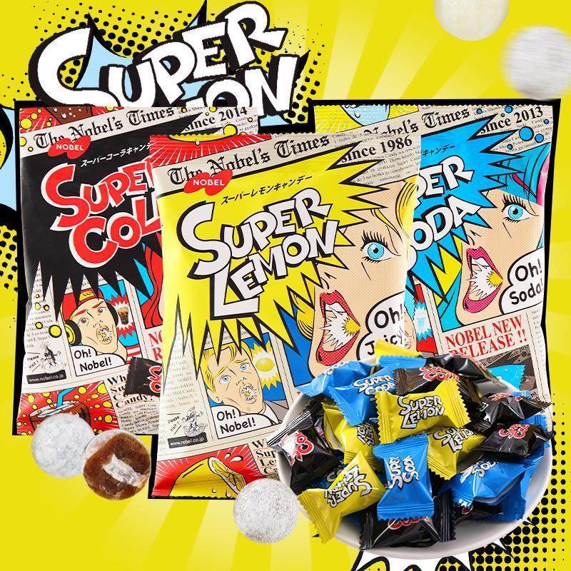 日本nobel诺贝尔超酸柠檬糖尖叫网红糖果 superlemon变态爆酸提神
