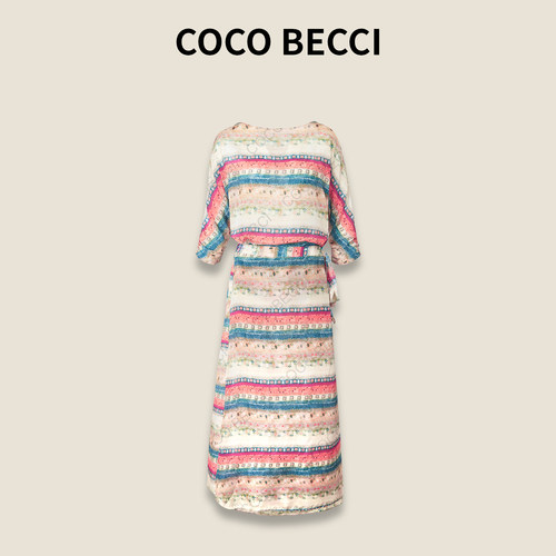 COCO BECCI【罗马假日】100桑蚕丝垂感显瘦时尚连衣裙CFLJB372033