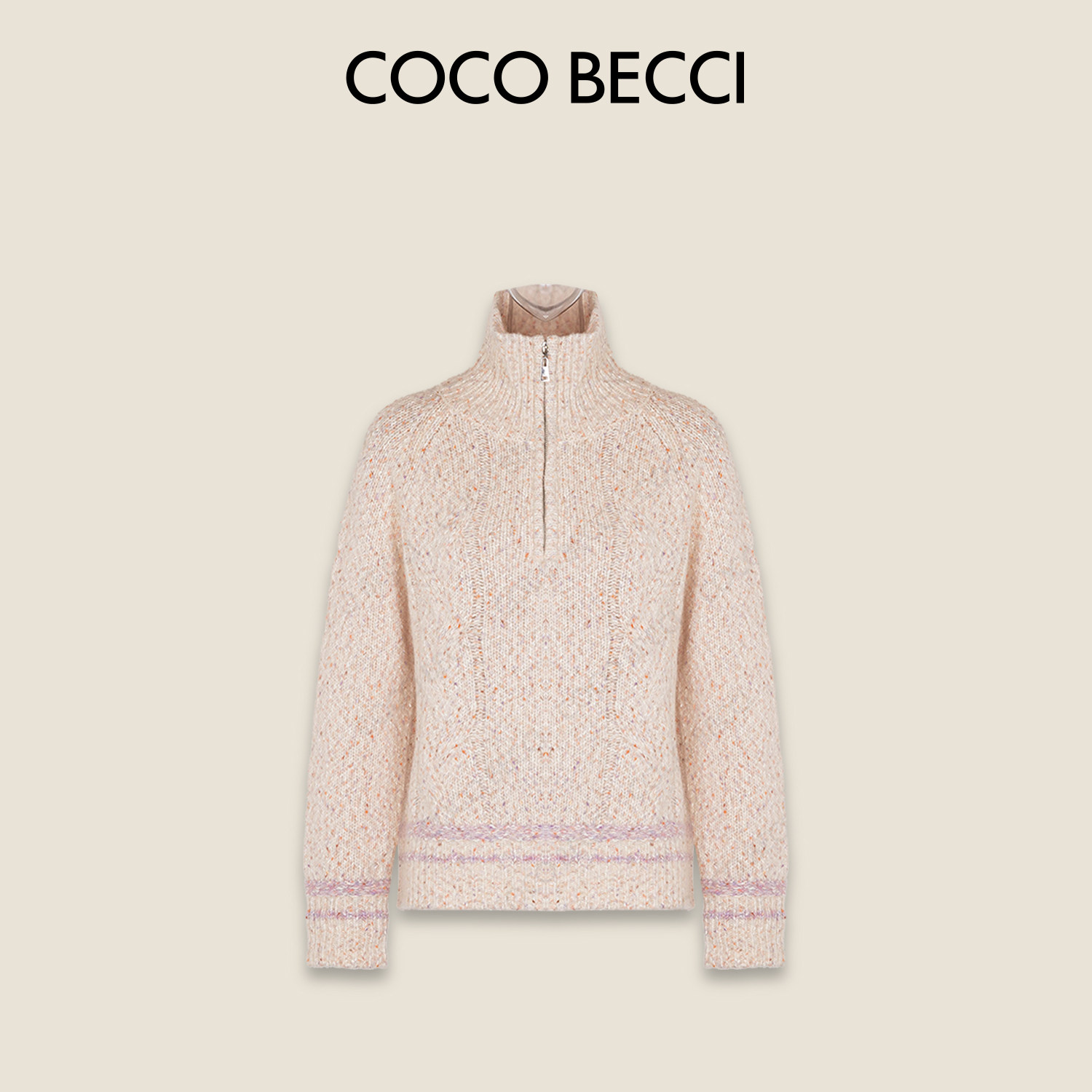 COCO BECCI【花纱小糖豆】绵羊毛段染休闲宽松针织衫CFJJD131280