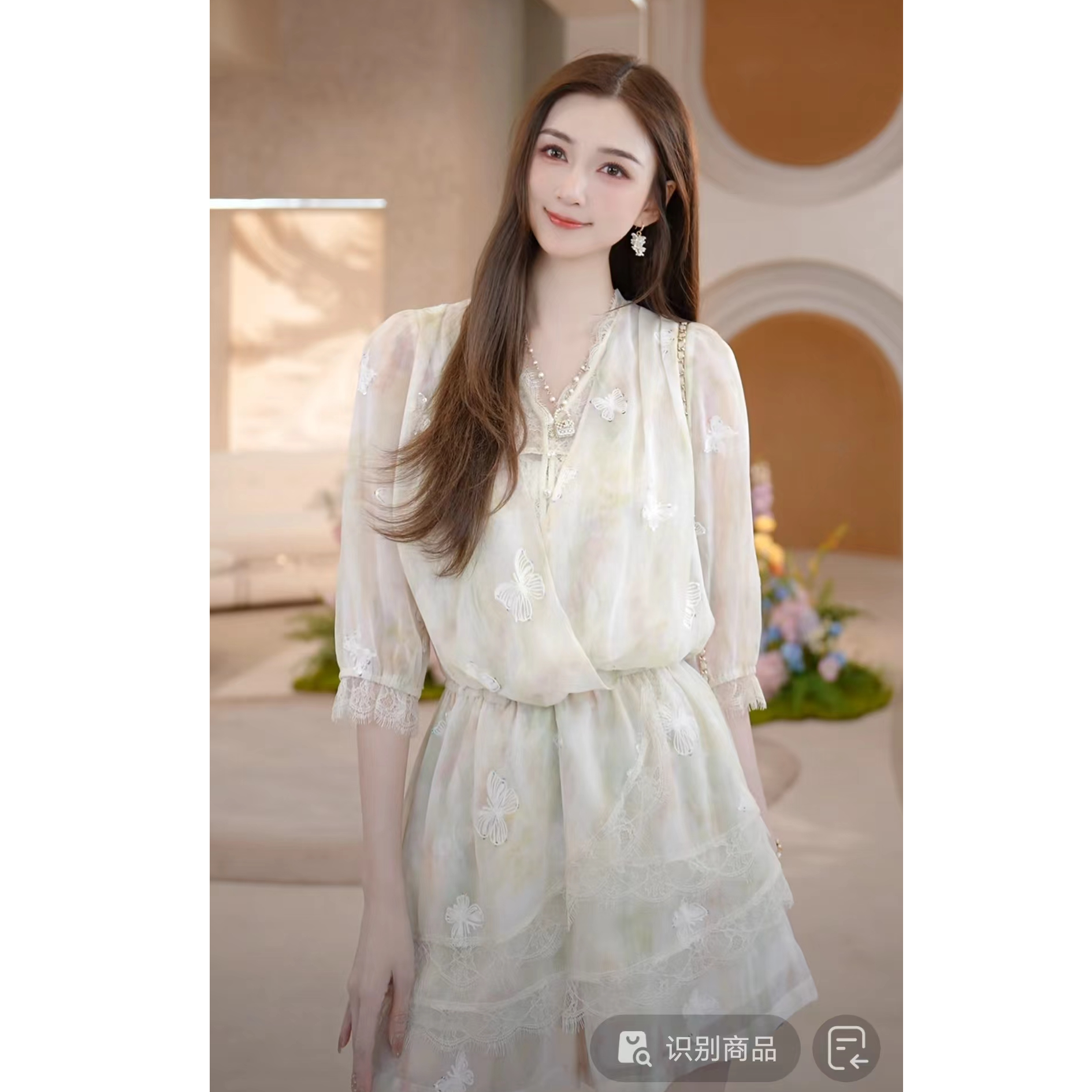 COCO BECCI【夏末蝶影】法式晕染蕾丝蝴蝶刺绣套装女夏季2026新款