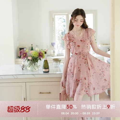法式A字裙聚酯纤维蕾丝
