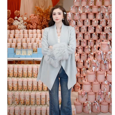 COCO BECCI【雾都来信】绵羊毛手袖狐狸毛呢子外套CFHHC200082