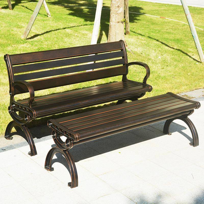 长条小区户外铸铝长椅椅靠背坐公园凳子露天三人休闲休息座椅室外