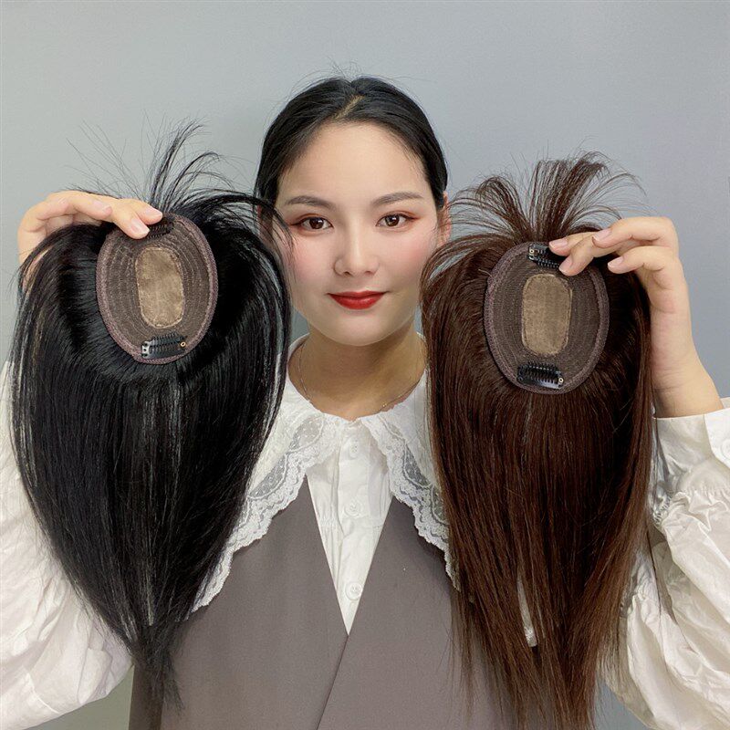 假发片女头顶刘海补发片自然真发蓬松增发量遮白发空Y气齐刘海假