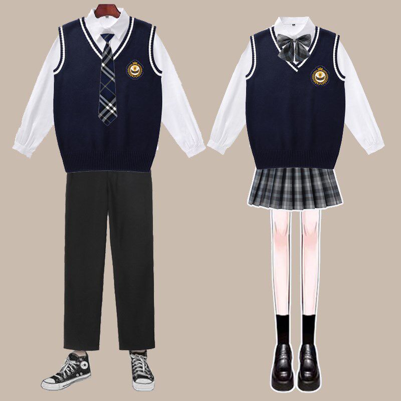 四季学院风fJK制服衬衫马甲百褶裙日系校服套装