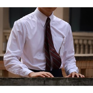 经典男士 高定工艺 意式大尖领暗扣瀑布袖 手工鹰爪扣 白色男衬衫