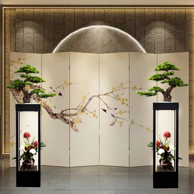 仿真迎客松客厅落地摆件假树盆景酒店办公室门口绿植装饰开业礼品