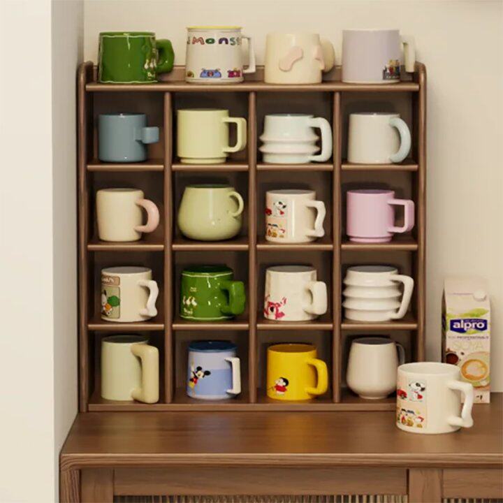 桌面杯架杯子收纳置物架餐桌茶具木格子分层整理架咖啡杯展示架子,收纳整理,桌面收纳盒,淘宝优惠券,粉丝福利购,淘宝优惠卷