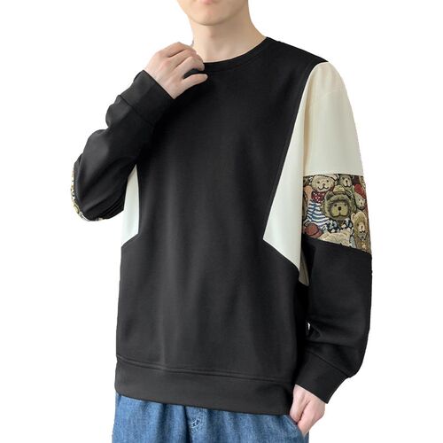 YPY111111黑色加肥加大男士T恤春秋款