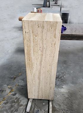 哑光天然洞石大理石底座酒u店别墅装饰立柱工艺品摆饰底座高端定