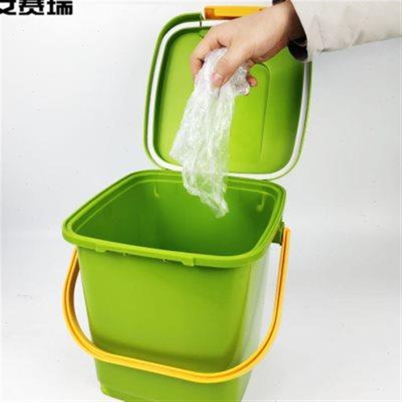 安赛瑞手提垃圾桶商用办公室垃圾桶8L带提手26224626cm2684