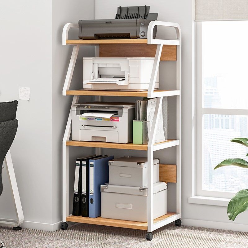 打印机置物架落地放置柜收纳架子可移动办公室桌U边电脑主机托架