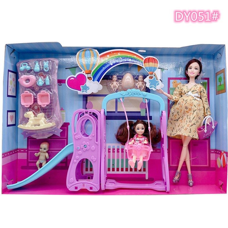 怀孕的玩具洋娃娃孕妇一家大肚子C生宝宝玩具套装女孩公主过家家