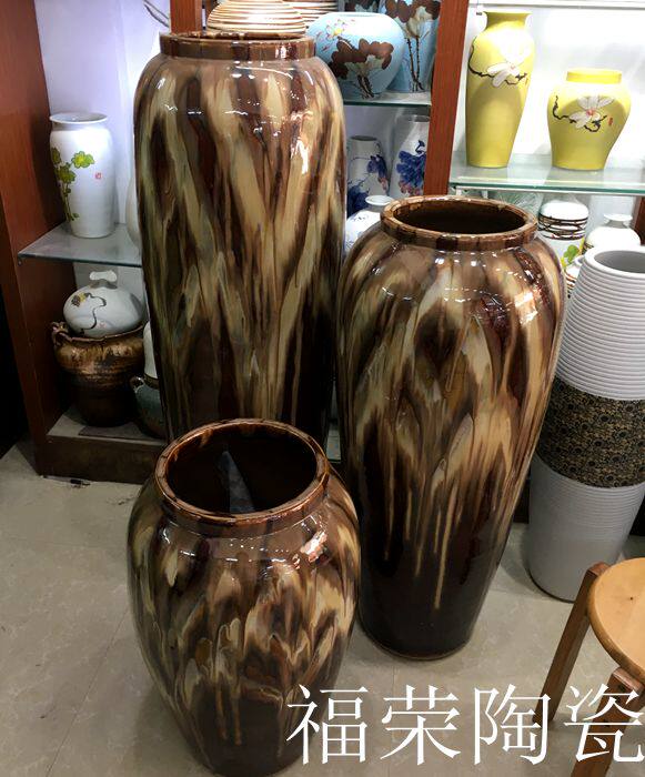 现代陶瓷花瓶样板房家居饰品清新陶罐落地L大花瓶插花器工艺品摆