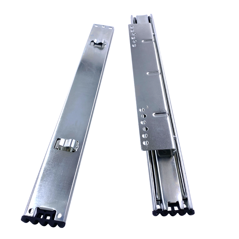 橱柜拉篮轨道加厚滑道抽屉侧装导轨碗柜可调三节厨房碗篮滑轨