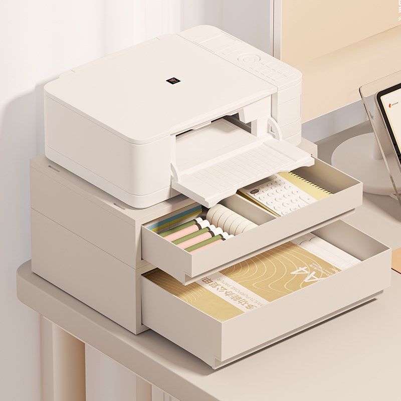 小型打印机置物架桌面双层复印机架子多功能办公室T桌上抽屉收纳