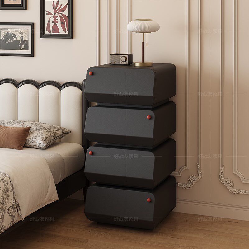 高级感实木斗柜床边柜卧室储物柜法式客厅靠墙沙发旁收纳抽屉柜子