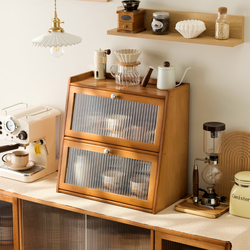 桌面咖啡杯子收纳盒马克杯茶具置物架水杯K化妆品架子实木竹质带