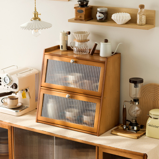 桌面咖啡杯子收纳盒马克杯茶具置物架水杯K化妆品架子实木竹质带