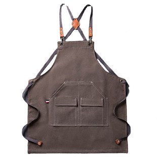 奶茶店围裙定制logo餐饮防水牛仔布料商用工装餐厅酒吧工作服