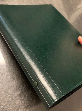 墨绿色  A5软皮面活页装订夹子A4横式竖式大号加厚收纳Y夹B5文件