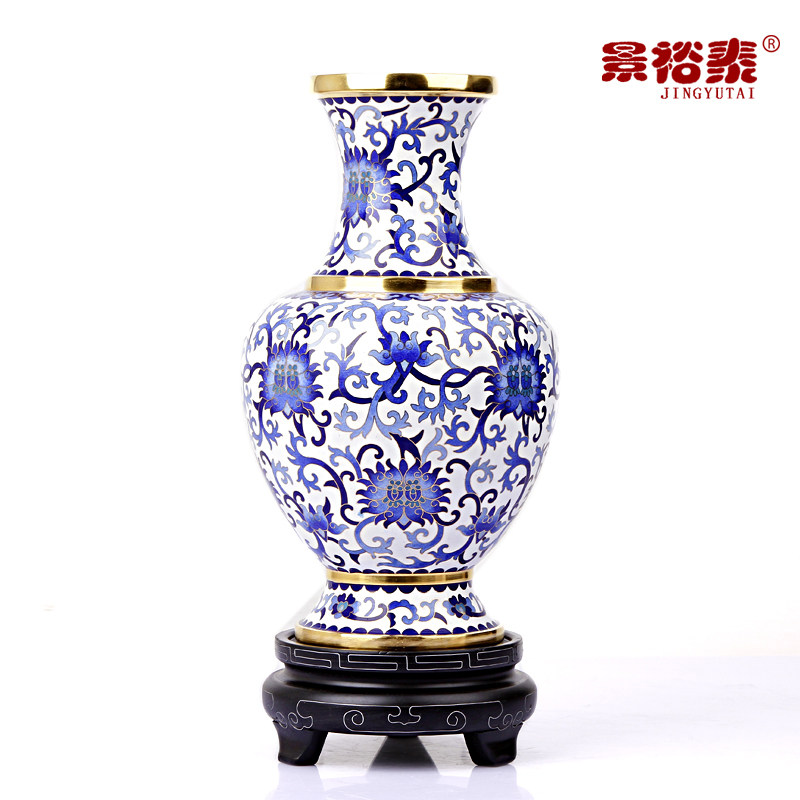 10寸景泰蓝花瓶摆件青花瓷铜胎掐丝中式客厅装饰品商务会议礼品