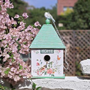 森得源铁艺鸟屋冬季阳台鸟巢创意摆件挂件一体鸟窝园林户外庭院