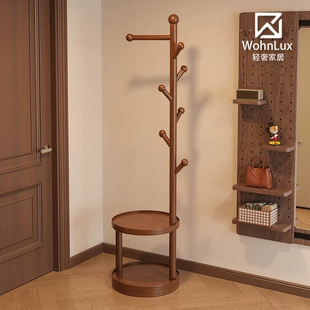 德国实木落地挂衣架卧室置物架客厅简易立式杆挂包架衣服收纳神器