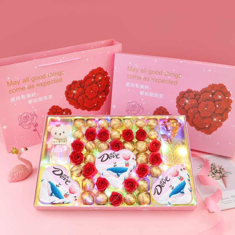 德芙巧克力礼盒装38女神节送女朋友生日礼物浪漫表白花束组合礼品