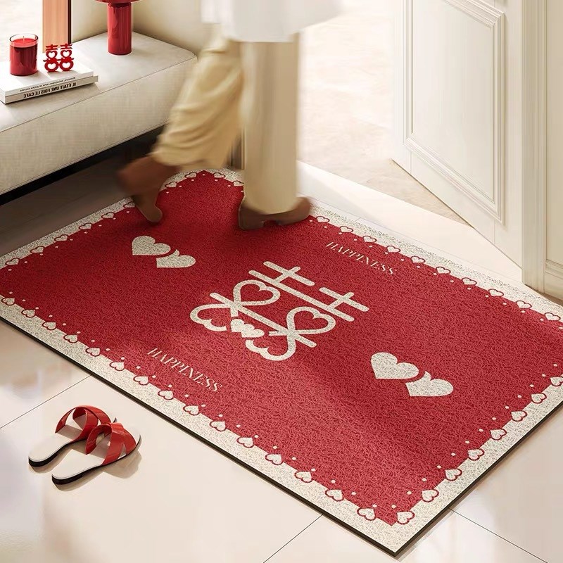 婚房喜庆红门垫刮泥蹭土可剪裁防滑垫耐脏耐磨丝圈入户结婚地垫