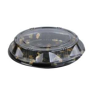 20圆盘寿司盒日式 一次性寿司拼盘圆形寿司刺身盒印花圆盘金叶2105