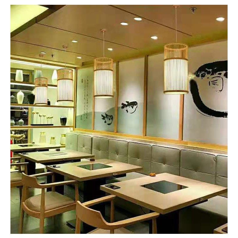 手工天然竹编灯饰过道走廊现代简约田园风格乡村竹艺吊灯常州古镇