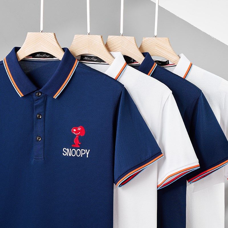 夏装半袖桑蚕棉黑色工作服印logo定制polo衫男DIY工衣X聚会团建t