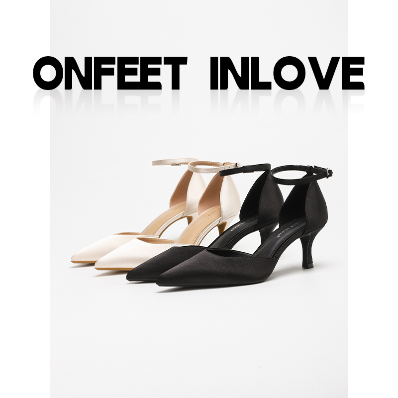 法式细跟凉鞋女一字带尖头仙女风