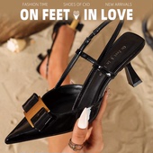 feet& 高跟鞋 love欧美风新款 时尚 女外穿简约黑色尖头高跟鞋