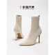 feet& love新款 欧美时尚 细高跟弹力靴女春秋针织镂空瘦瘦靴