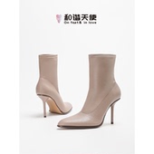 时尚 细跟短靴 love气质弹力瘦瘦靴女2025新款 秋冬法式 feet&