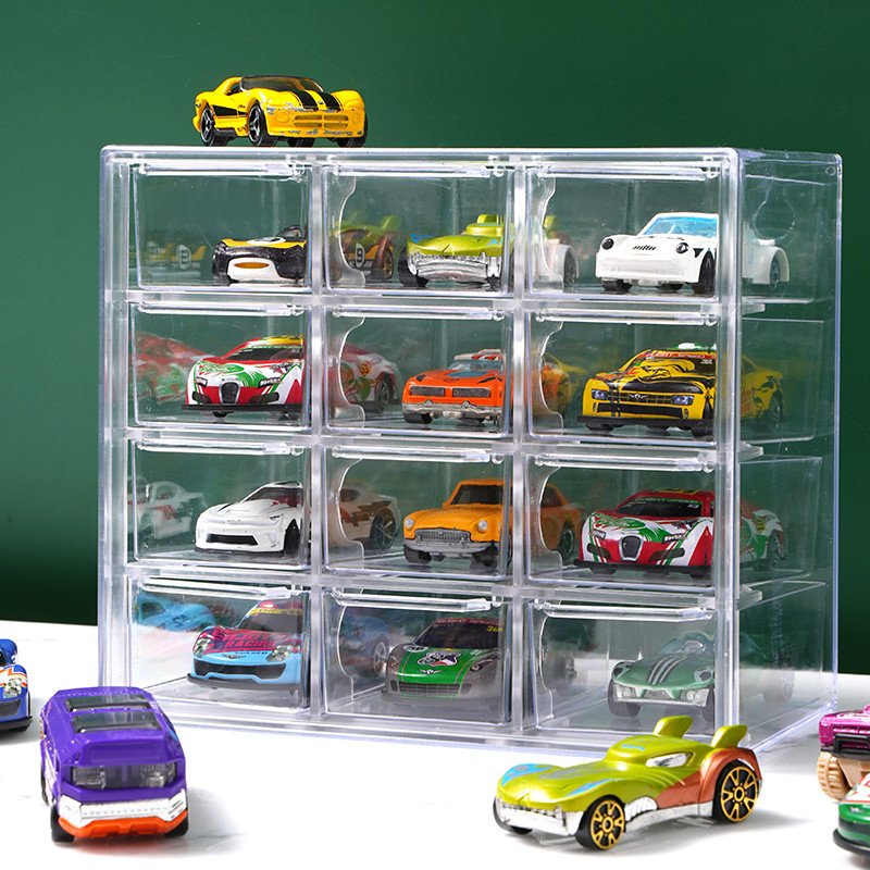 风火轮收纳盒合金小汽车模型TOMICA1:64儿童玩具多美卡透明展示架