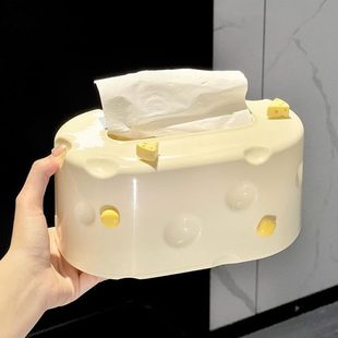桌面创意纸巾盒现代ins风网红餐桌客厅家用奶酪纸抽盒可爱抽纸盒