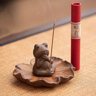 不落灰线香底座底托香插盘陶瓷托盘高端创意可爱青蛙禅意香座摆件