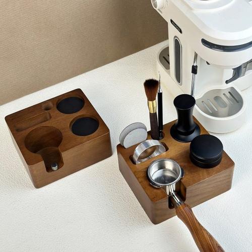 51/54mm咖啡压粉座手柄支撑架可调节多功能实木压粉底座58mm通用