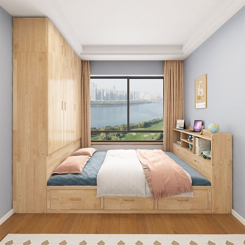 定实木衣柜床一体小户型儿童床带衣柜卧室多功能榻榻米组合床