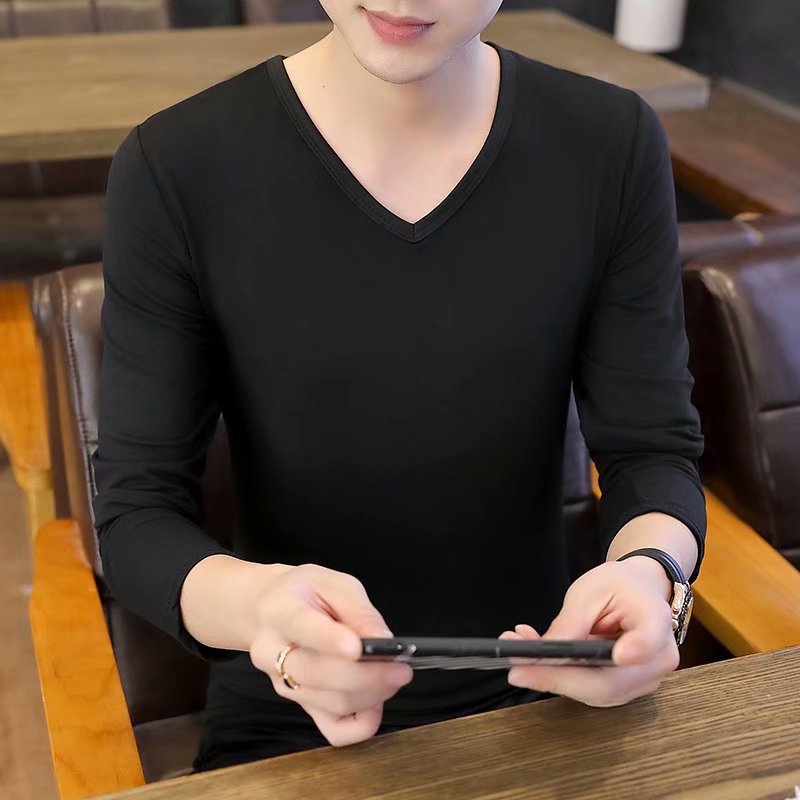 秋冬季军迷男式t恤长袖修身纯色圆领套头原创男装打底衫厂家批发