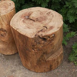 木墩老榆木木桩实木墩子原木底座家用木头凳茶台支架天然风化凳子