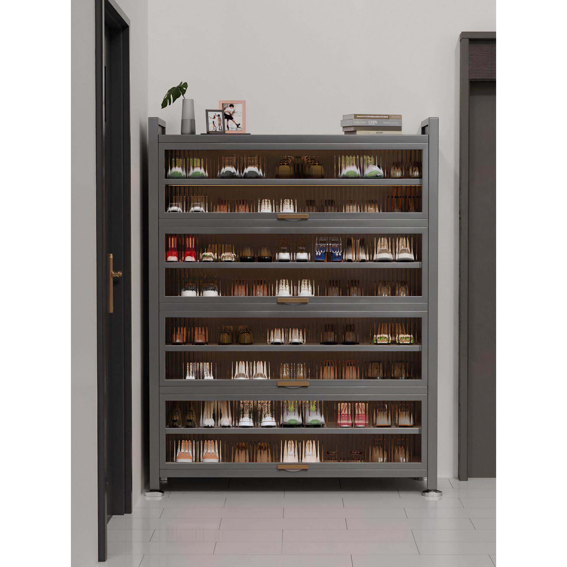 鞋柜多层家用门口简易防尘鞋架落地架子一体靠墙大容量收纳柜钢制,收纳整理,鞋柜,淘宝优惠券,粉丝福利购,淘宝优惠卷