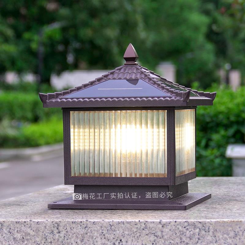 太阳能柱头灯户外防水庭院灯围墙大门别墅花园室外院子围栏柱子灯