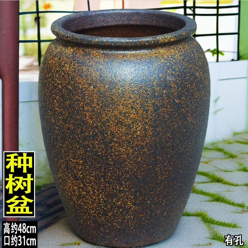 超大号陶瓷花盆龙血树花盆落地户外景观盆阳台种菜陶盆桂花树盆高